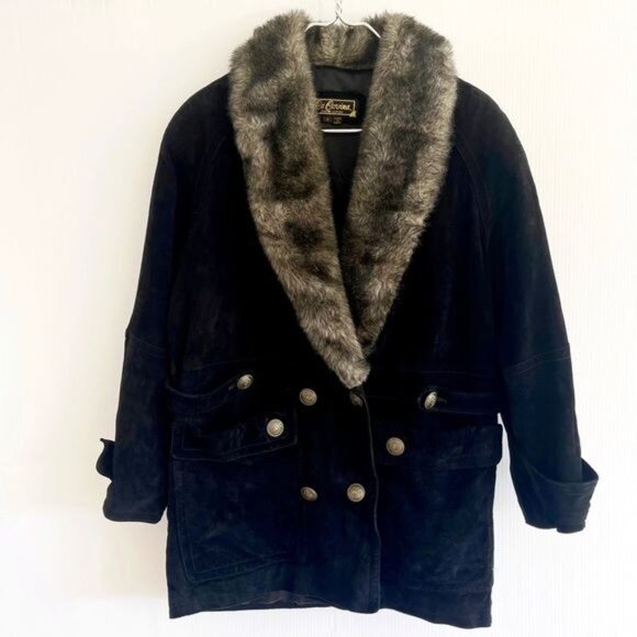 La Covina 100% Genuine Leather with Faux Fur collar winter  oversized Coat Small - Picture 1 of 11